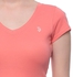 U.S. Polo Assn. U.S. Polo Assn. 2121200H1CK-SUCR V Neck T-Shirt for Women - XL, Pink