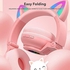 Tititek Light Up Cat Headphones Cat Ear Headphones for Kids, Cute Cat Headphones Wired/Wireless Bluetooth Headset Kids Over Ear Headphones with MIC Support TF Card 3.5mm Audio Jack (Pink)