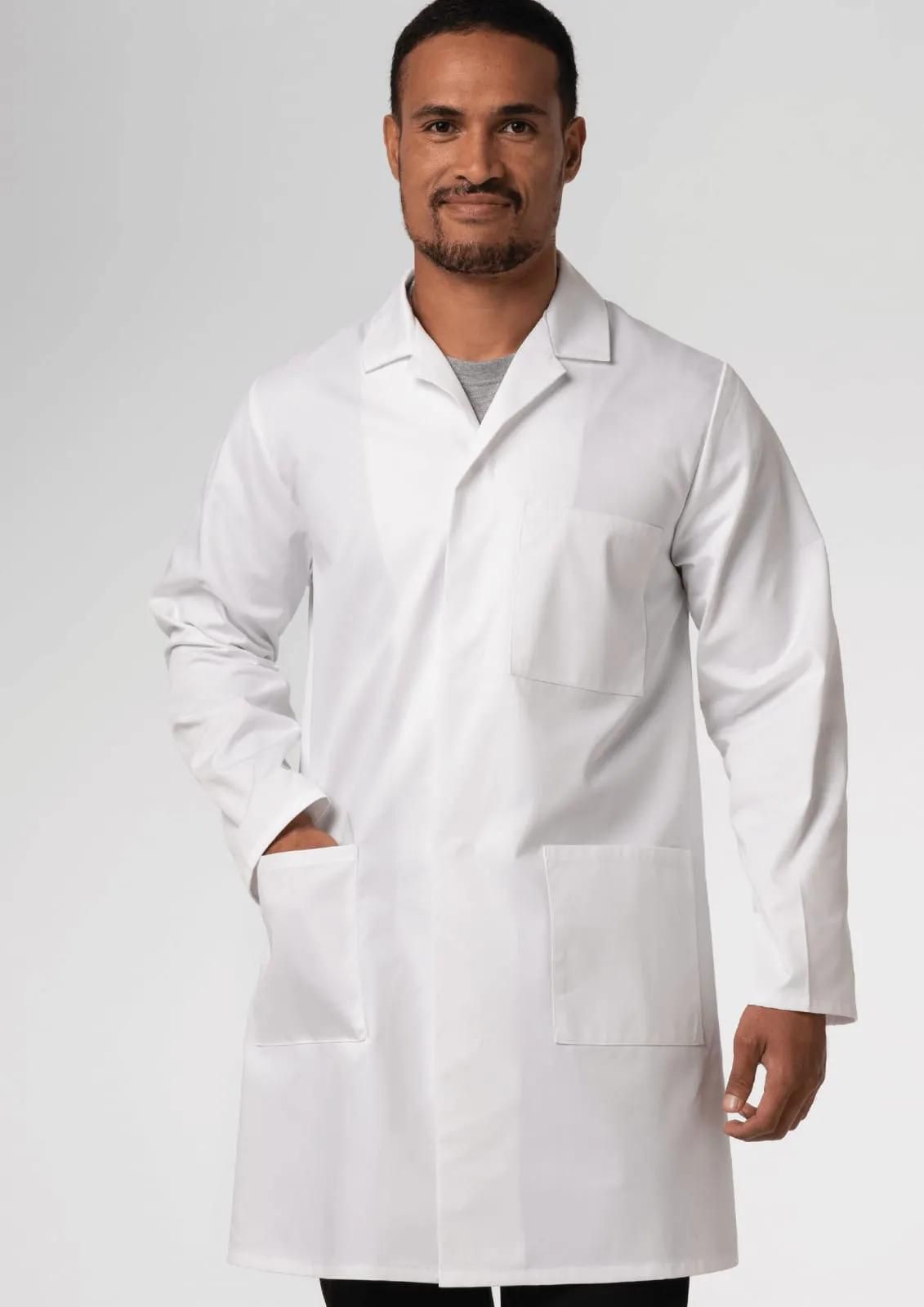 White Cotton Dust coat/Lab Coat - White , Knee Length