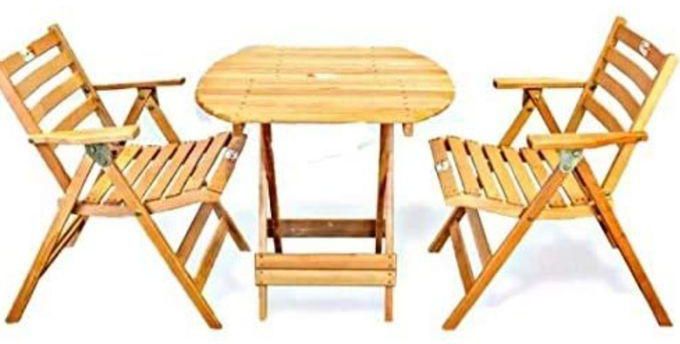 Set 2 Trick Chairs And Foldable Beech Table