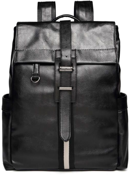 Morevision Leather Backpack Laptop Waterproof Travel Bag 183 (Black)
