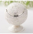 Vintage Zinc Alloy Flower Pattern Globe Ashtray With Lid White/Silver
