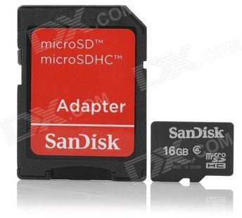 SANDISK MICROSD 16GB MEMORY CARD+ ADAPTER