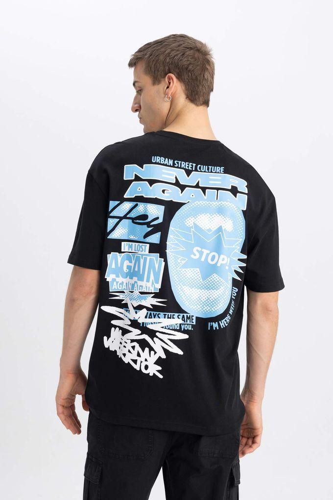 Defacto Comfort Fit Crew Neck Printed T-Shirt