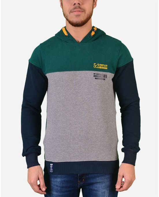 Town Team Tri-Tone Hooded Sweatshirt - Pine Green & Grey