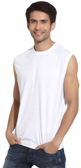 Fashion Men’s Plain Tank T-shirt – White Cotton