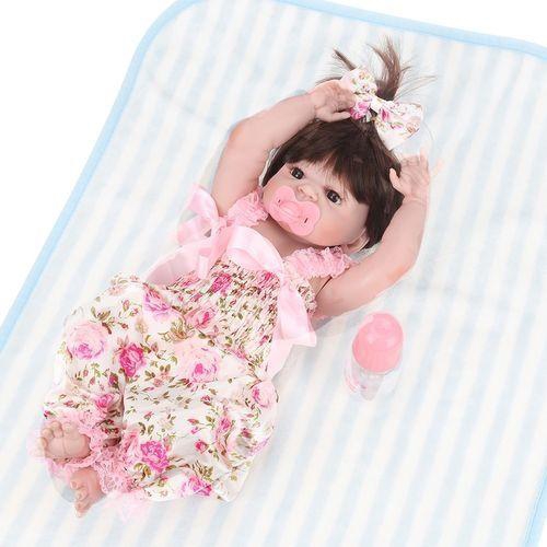Generic 55cm Girl Doll Reborn Full Silicone Vinyl Body Children Play House Toys - Pink