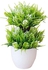 زهور صناعية مزدوجة الطبقات مع أصيص أبيض/أخضر/أبيض