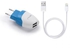 Mili Dolphin Dual Port Home Charger, White and blue [HC-E10-WH-BL]