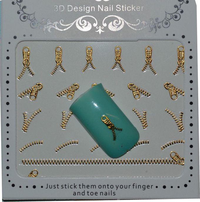 Nailycious Nail art decorations zipper nail stickers golden