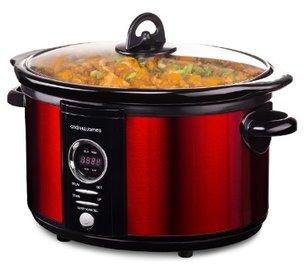 3 Temperature Settings & LED Digital Display Red 320W Andrew James Digital Slow Cooker 6.5L with Timer Delay Function Tempered Glass Lid & Removable Ceramic Bowl 