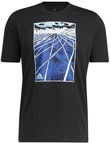 adidas Mens Sketch Photo Real Graphic T-Shirt, Color: Black, Size: 2XL / XXL