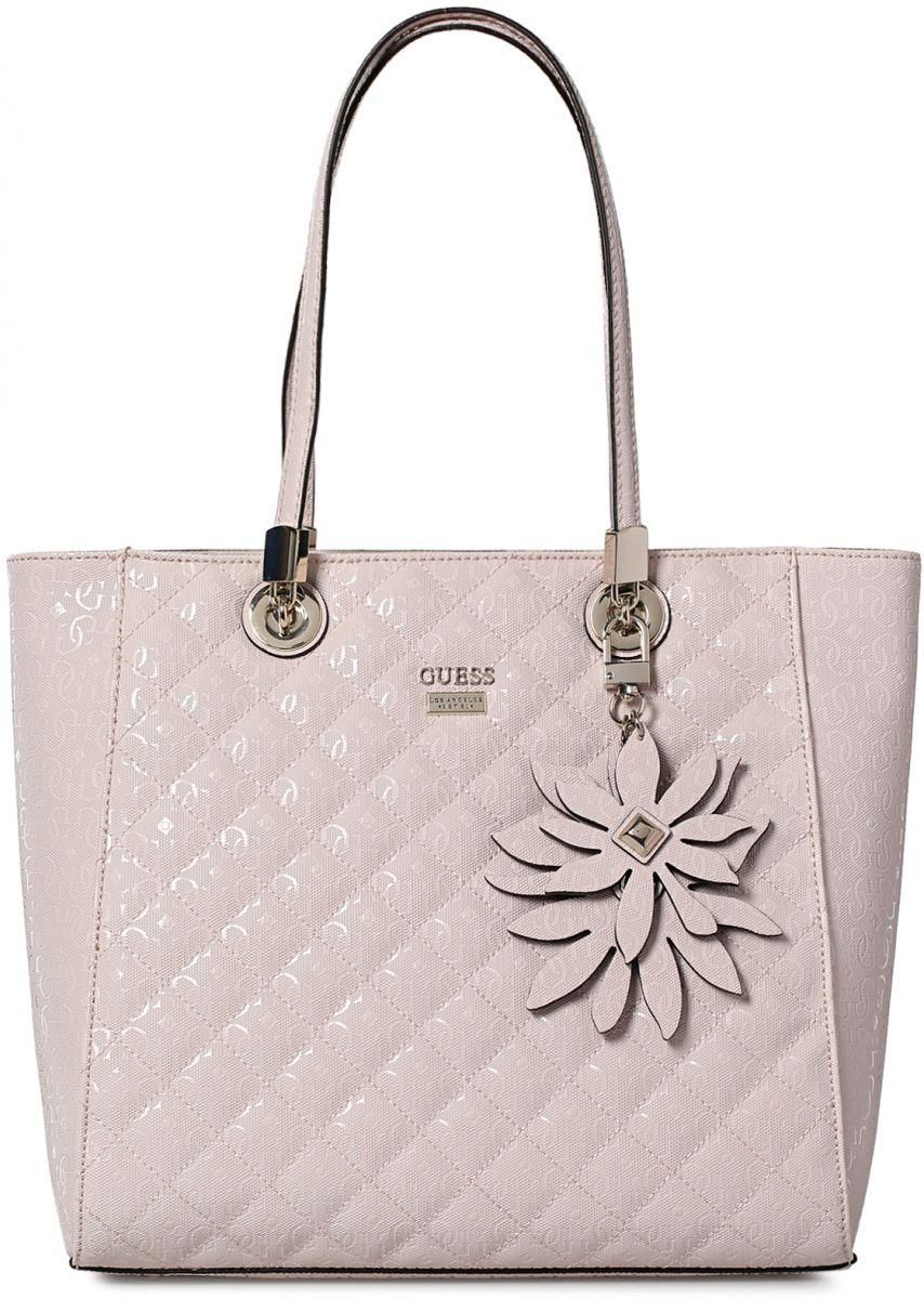 Guess Faux Leather Bag For Women,Pink - Tote Bags