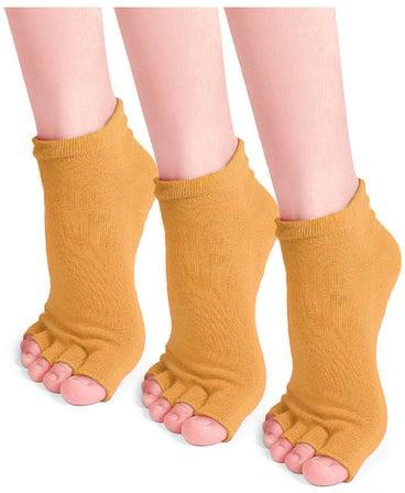 Pair Of 3 Non-Slip Open Toe Yoga Socks With Grips 24.00*4.00*16.00cm