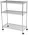 Mobile 3-Shelf Storage Unit (76 x 35.5 x 91 cm, Chrome)