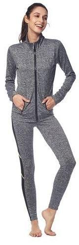 Generic Women Trendy Zip Jogging Suit - Dark Heather Grey