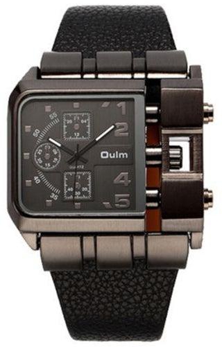 Men's PU Leather Strap Analog Wrist Watch J69-2 - 44 mm - Black