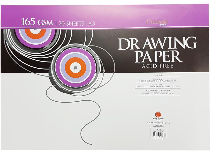 CAMPAP Drawing Paper 165GSM A3 Size (20Sheets/Pack)