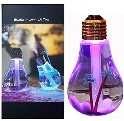 HOMACE Bulb Air Humidifier, Ultrasonic Humidifier with On/Off 7 Color Changing LED Night Lights, 400 ml USB Portable For Home, Office, Bedroom, Baby Room