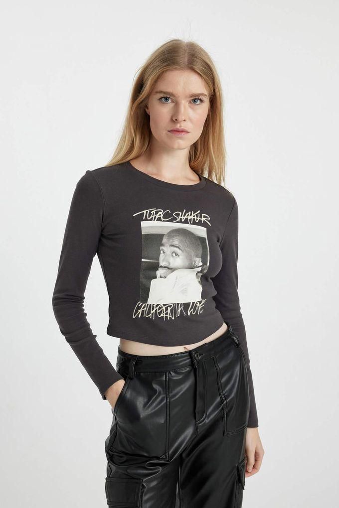 Defacto Cool Tupac Shakur Fitted Crew Neck T-Shirt