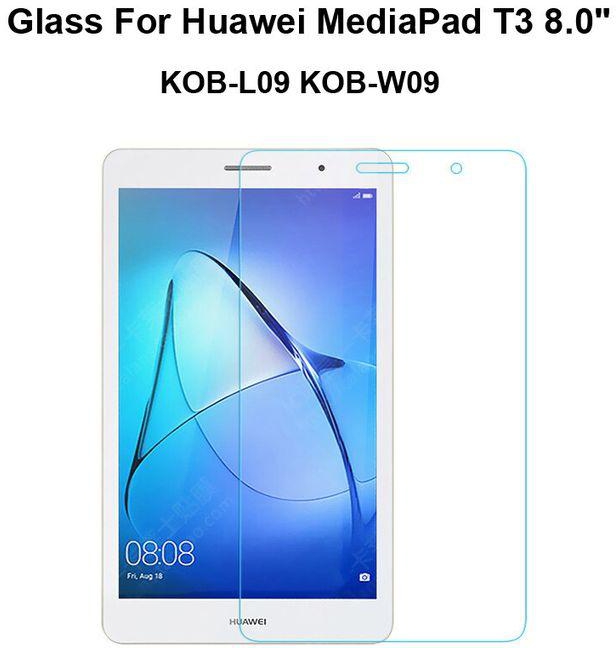( Huawei MediaPad T3 8.0 ) واقي شاشة زجاج مقوى عالي الدقة لموبايل هواوى ميديا باد تى 3 8 انش - 0 - شفاف