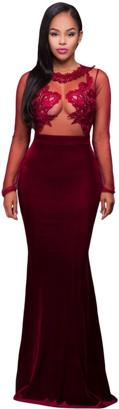 Red Mixed Materials Special Occasion Dress For Women