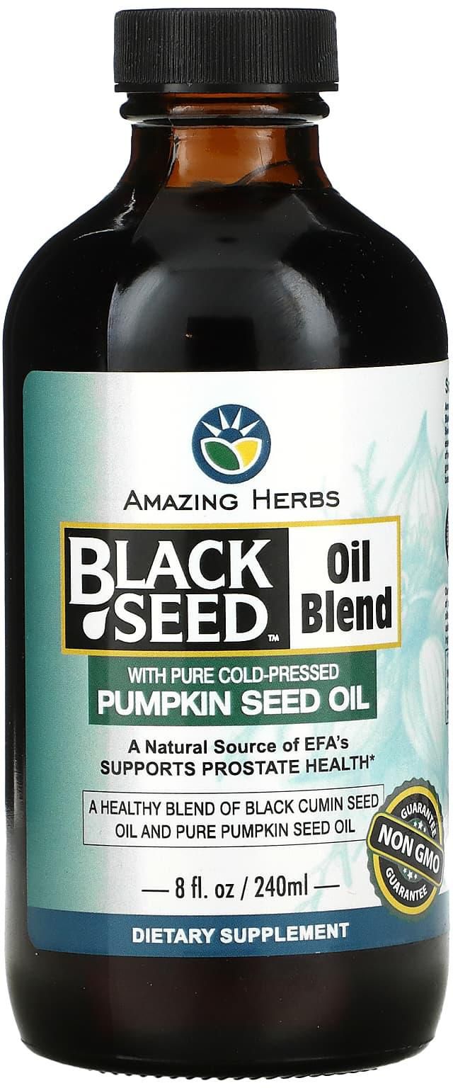 Amazing Herbs‏, مزيج زيت الحبة السوداء مع زيت بذور القرع المعصور على البارد، 8 أوقية سائلة (240 مل)