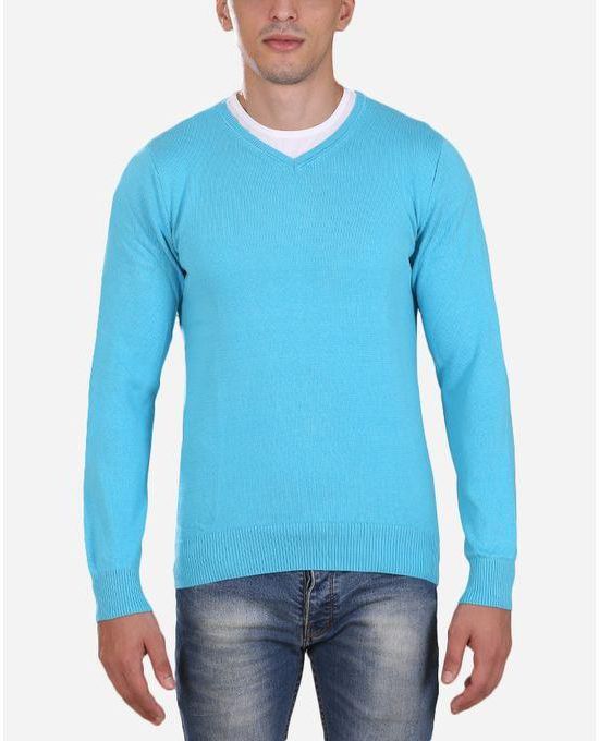 Coup Plain V-Neck Pullover - Turquoise