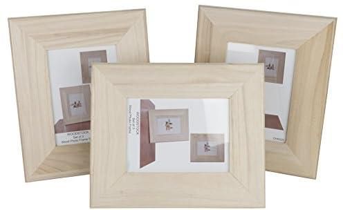 Unfinished Solid Wood Photo Picture Frames 5 by 7 Inches Ready To Paint for DIY Projects Set of 3