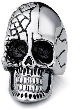 Ring in the form of a skull stripes made of titanium Size 10