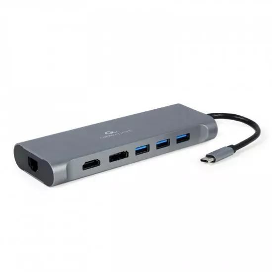 Gembird USB-C 8in1 multiport USB 3.0 + HDMI + DisplayPort + VGA + PD + card reader + LAN + audio | Gear-up.me