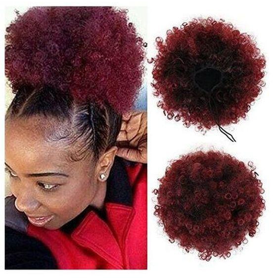 Afro Hair Bun Extension Colour Maroon + FREE GIFT