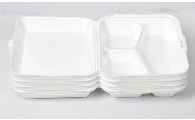 Dishes Of Foam, Divided Into Three, With A Cover - 25 Plates