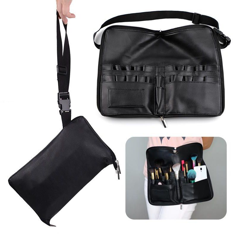 Gdeal Women PU Leather Makeup Artist Carry On Cosmetic Belt Pouch Bag