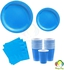 Party Time 48-Pieces Complete Party Pack Dark Blue 9&quot; Dinner Paper Plates , 7&quot; Dessert Paper Plates, 9 oz Cups, 2 Ply Napkins - Birthday Party Tableware Set, Dark Blue Party Theme