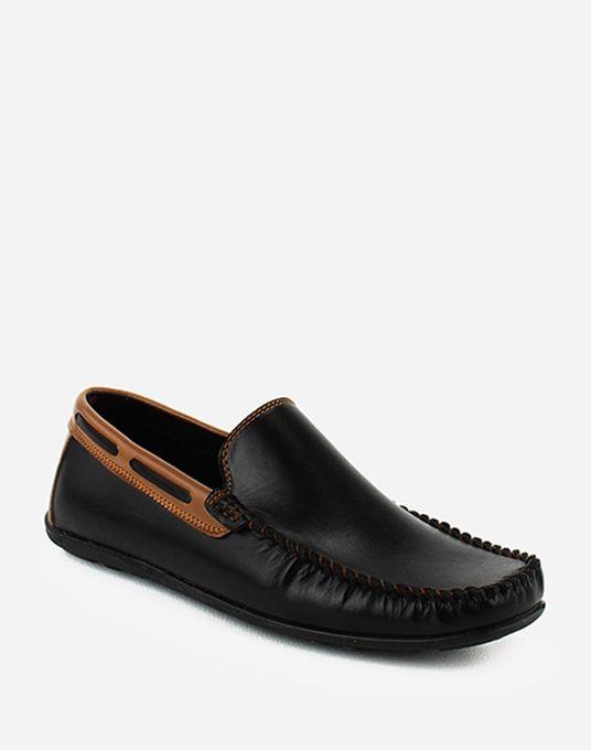 Genuine Leather Casual Loafers - Black & Coffee