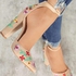 Fashion Women High Heels Embroidery Pumps Ankle Strap Shoe