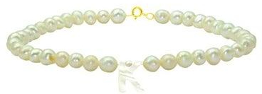 10 Karat Gold With Pearls Strand Letter K Bracelet