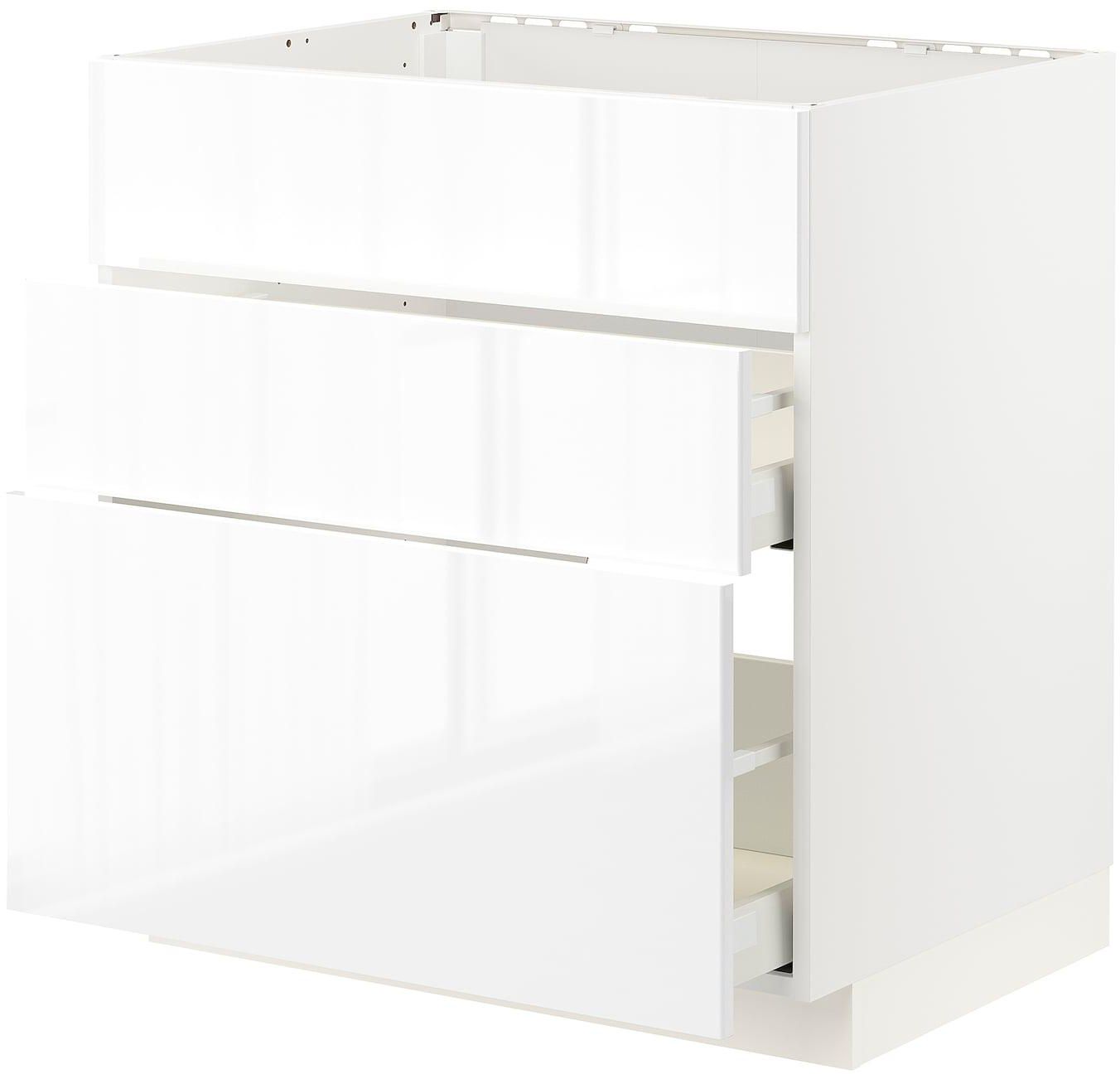 METOD / MAXIMERA خزانة قاعدة لموقد/شفاط مدمج مع درج - أبيض/Ringhult أبيض ‎80x60 سم‏