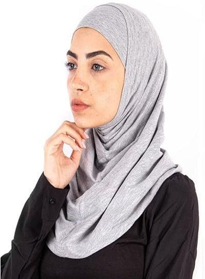 تلبيسة حجاب سوري قطعتين قطن - رمادي فاتح