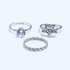 fluffy women accessories Star Earing-Set Of Rings 3 Pcs Fluffy Women's Accessories-Silver