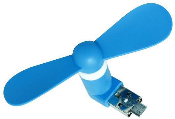 Mini mobile fan mini USB Fan with USB and Samsung Port for USB Devices and Smart Phones, blue