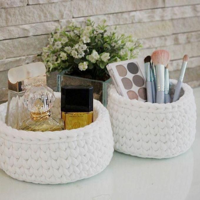 Crochet Basket - 2 Pcs - White