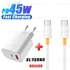 45W Fast Charger Head With Two Ports (USB + Type-C) + Charging Cable From Type-C To Type-C