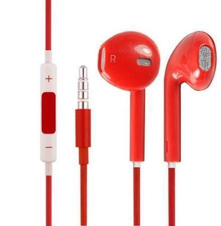 Red Earphones Headphones With Remote Mic Volume Controls For Apple iPad iPhone 5 5S 5C