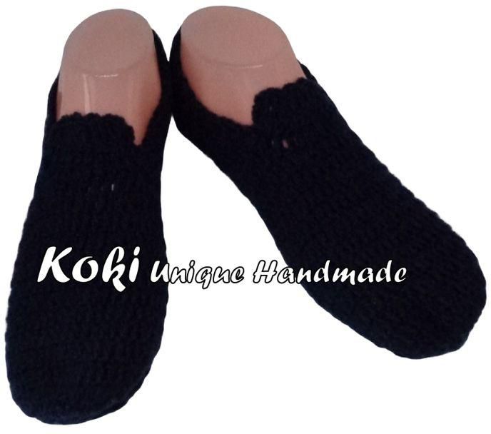 Koki Unique Handmade Men Crochet Slipper - Black