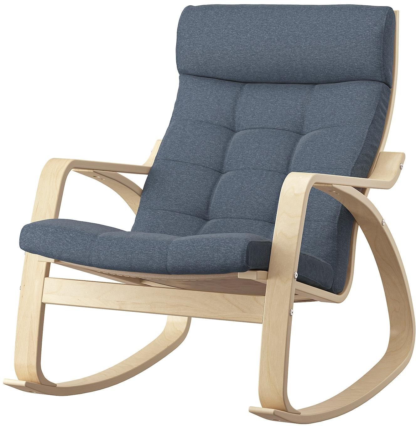POÄNG Rocking-chair - birch veneer/Gunnared blue