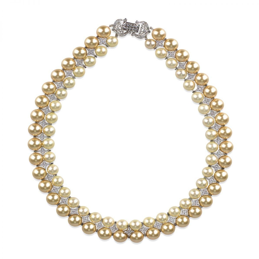 Angie Jewels &amp; Co. Crossly Golden Swarovski Crystal Pearl Necklace