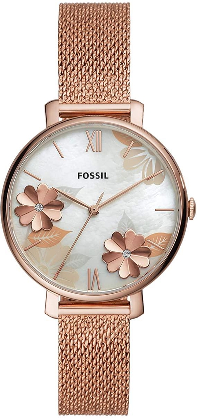 Fossil ES4534 Women's jacqueline Floral Watch (Rose Gold)