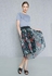 Sheer Floral Print Overlay Skater Skirt
